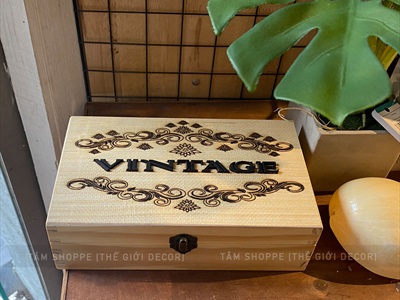 Rương gỗ Vintage chữ nổi [Hàng chuẩn - Vân gỗ đẹp] KT 25x14x8cm RUONG-GO-02